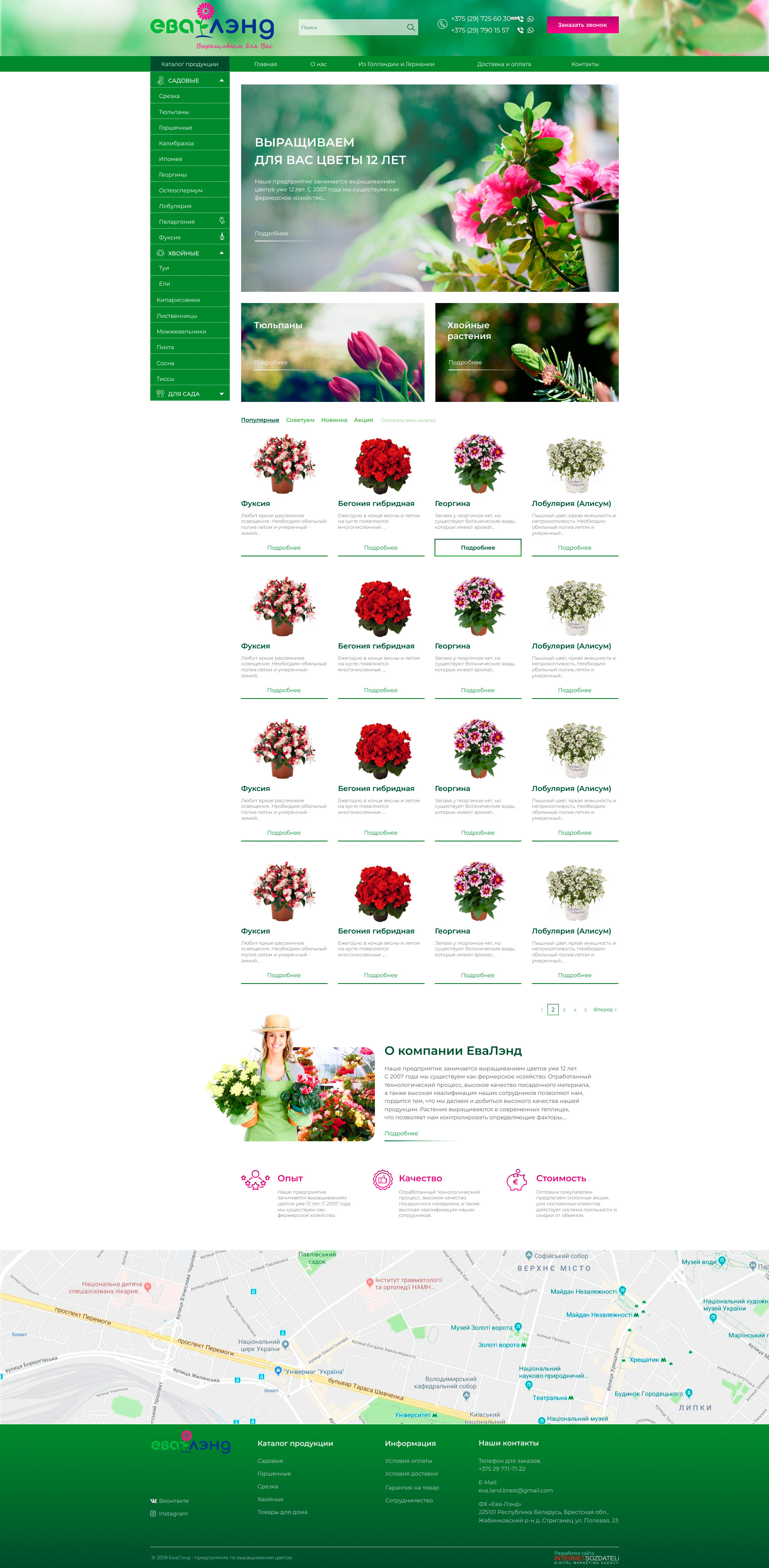 Разработка сайта для предприятия продающего декоративные растения - главная 